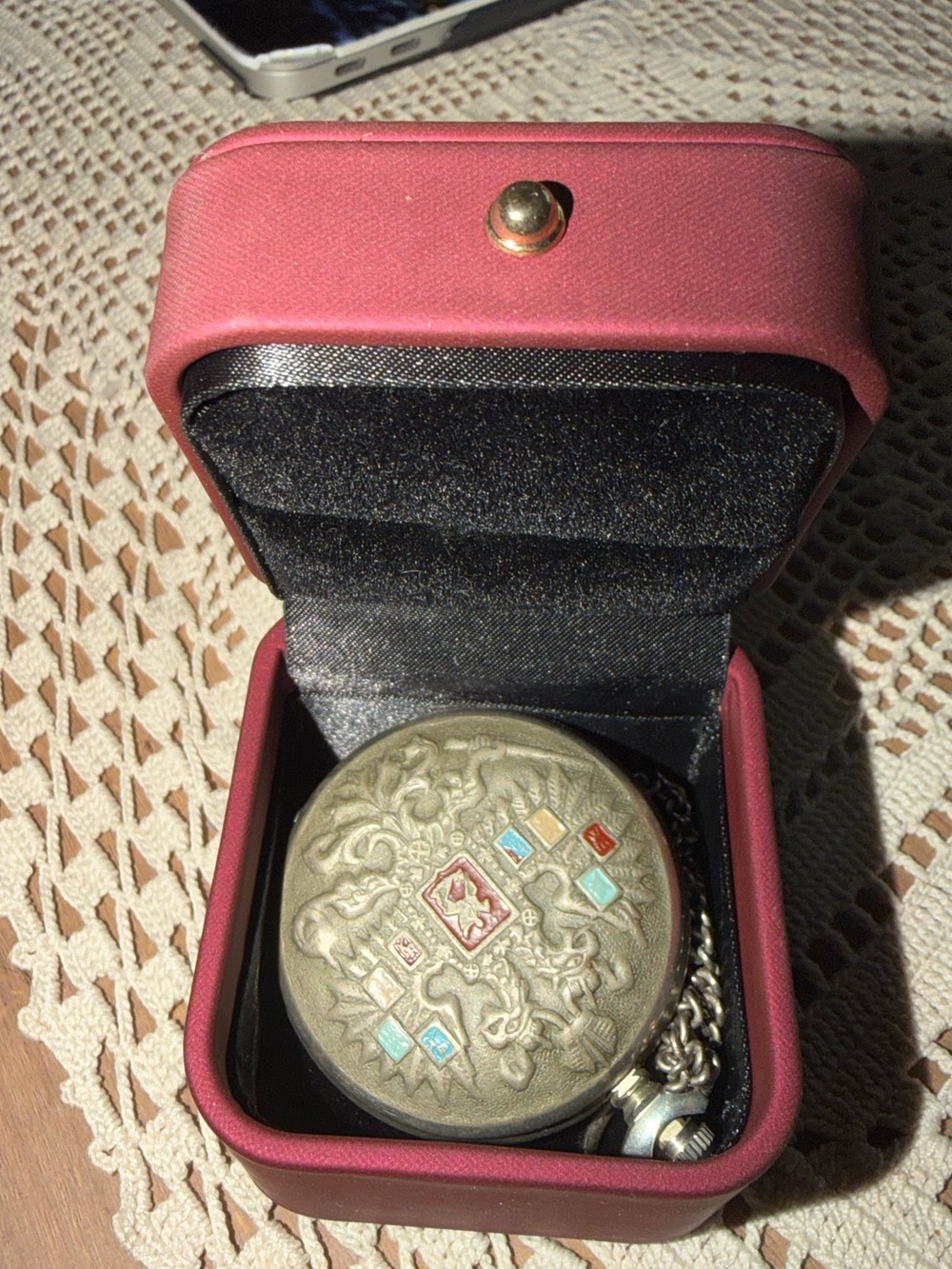 USSR Vintage Silver Pocket Watch -WORKS! Mechanical wind up (see video) incl box